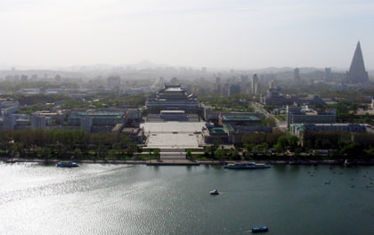 La silueta del Hotel Ryugyong en Pyonyang